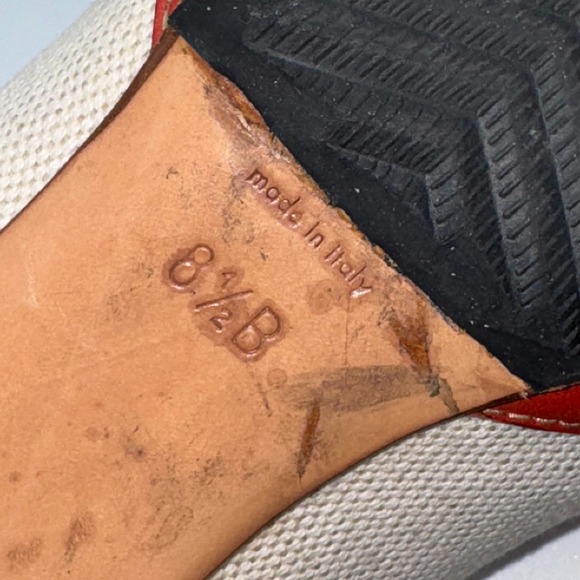 Gucci Womens Pumps US 8.5 B Gray Red Canvas Horsebit Pointed Toe Kitten Heel - Picture 10 of 13